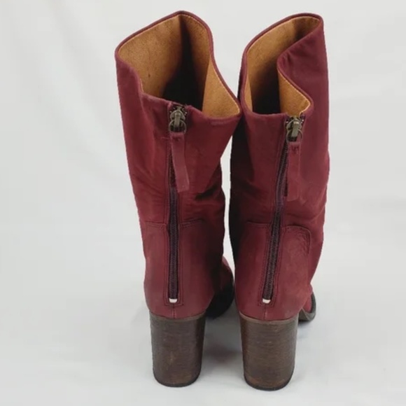 Free People Elle Block Heel Boots in Bordeaux Nubuck sz 37 (7) NWT - Picture 6 of 10